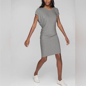 NWT Athleta Short Sleeved Draped Crew Dress Size Medium Gray